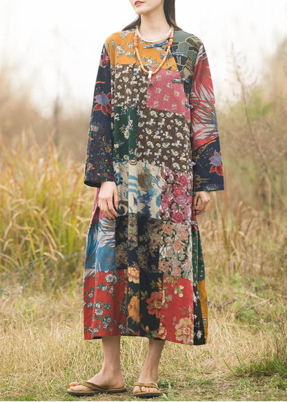 Colorblock Low High Design V Neck Print Patchwork Top Long Sleeve