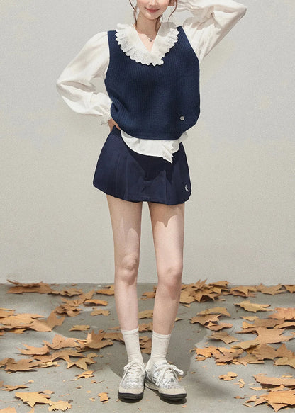 Classy Navy Thick Knit Vest Fall
