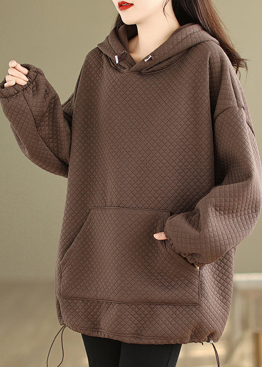 Coffee Pockets Warm Fleece Sweatshirt Hooded Winter