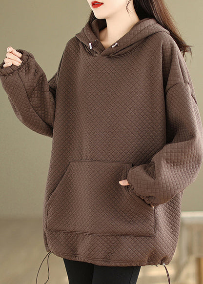 Coffee Pockets Warm Fleece Sweatshirt Hooded Winter