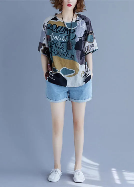 Italian Camouflage O Neck Patchwork Cotton T Shirts Short Sleeve