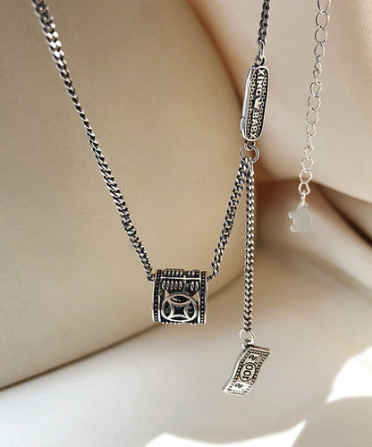 Silk Sterling Silver Stainless Steel Abacus Pendant Necklace