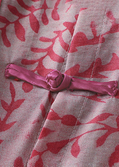 Pink Oversized Print Linen Oriental Dresss Spring