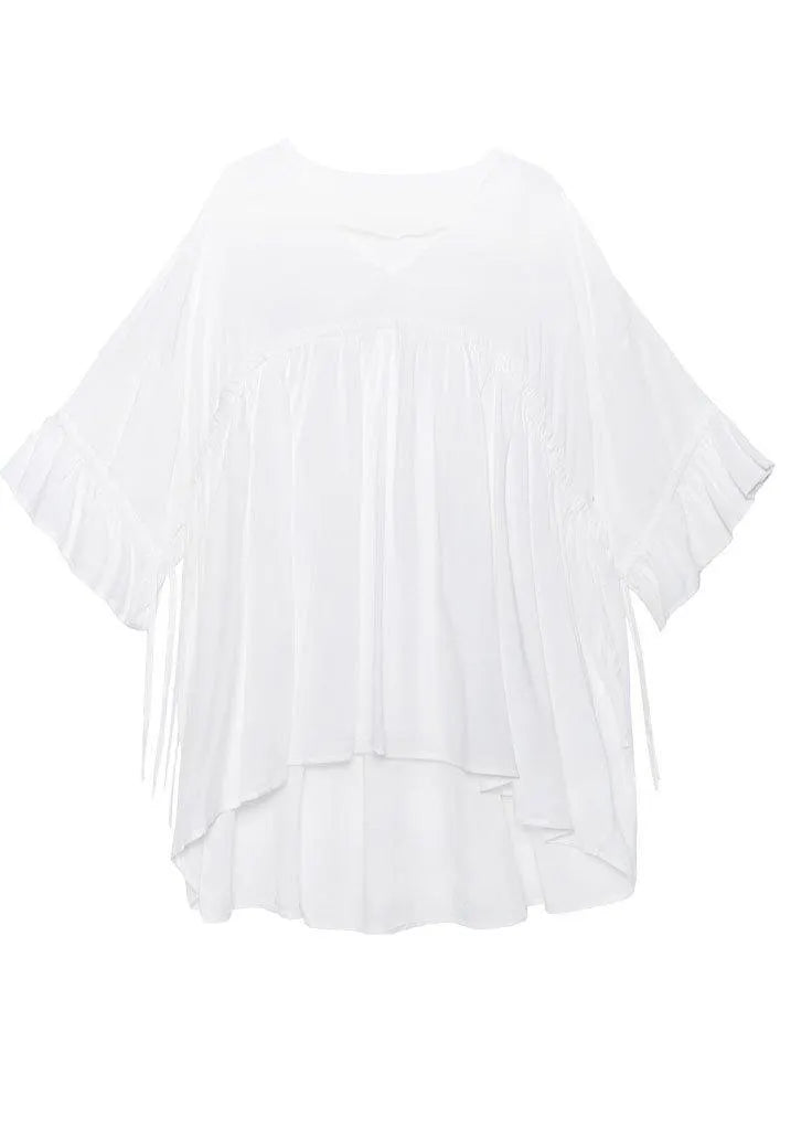 Black V Neck Cinched Low High Design Top