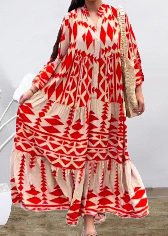 Black Stand Collar Print Long Shirts Dresses Spring
