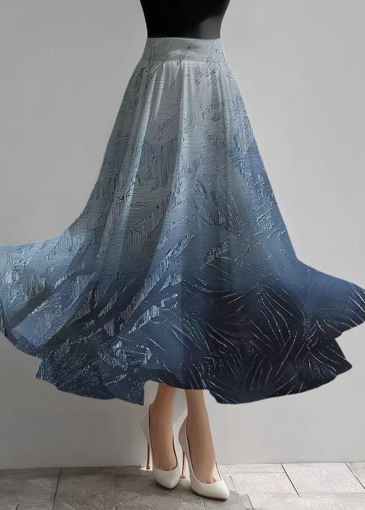 Gradient Navy Exra Large Hem Chiffon Skirts Fall