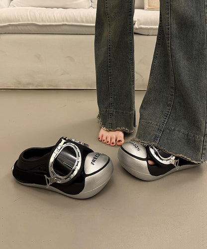 Silver Splicing Platform Slide Sandals