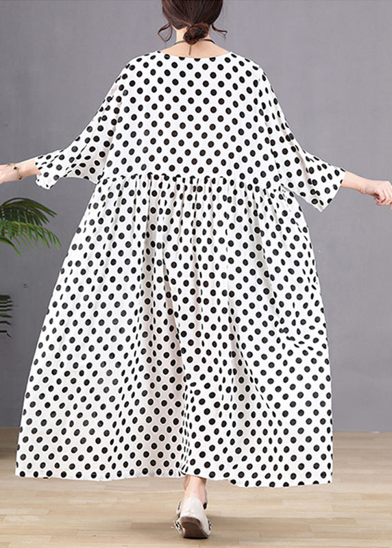 White O-neck Patchwork Maxi Dresses Spring