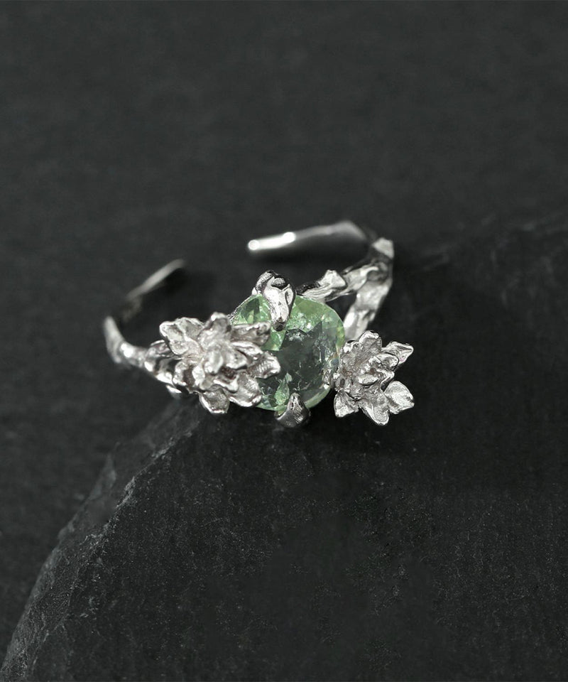 Stylish Silk Sterling Silver Alloy Gem Stone Open Rings