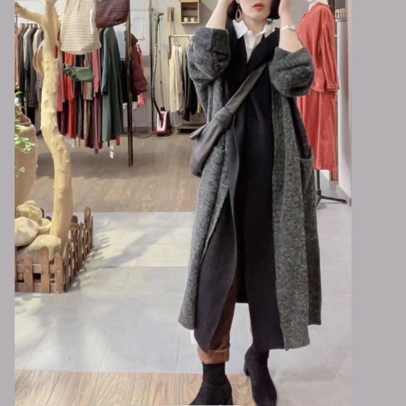 Club Chocolate Loose Pockets Fall Sweaters Coat Long Sleeve