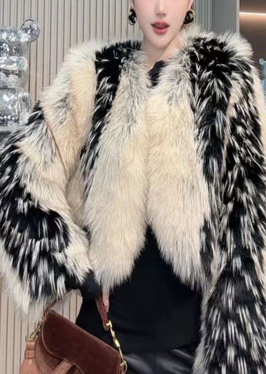 Khaki Oversized Warm Faux Fox Fur Jacket Winter