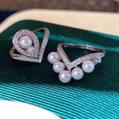 Multi-wear Style 4-5mm Aaaa Grade Freshwater Pearl Rings in 925 Sterling Silver