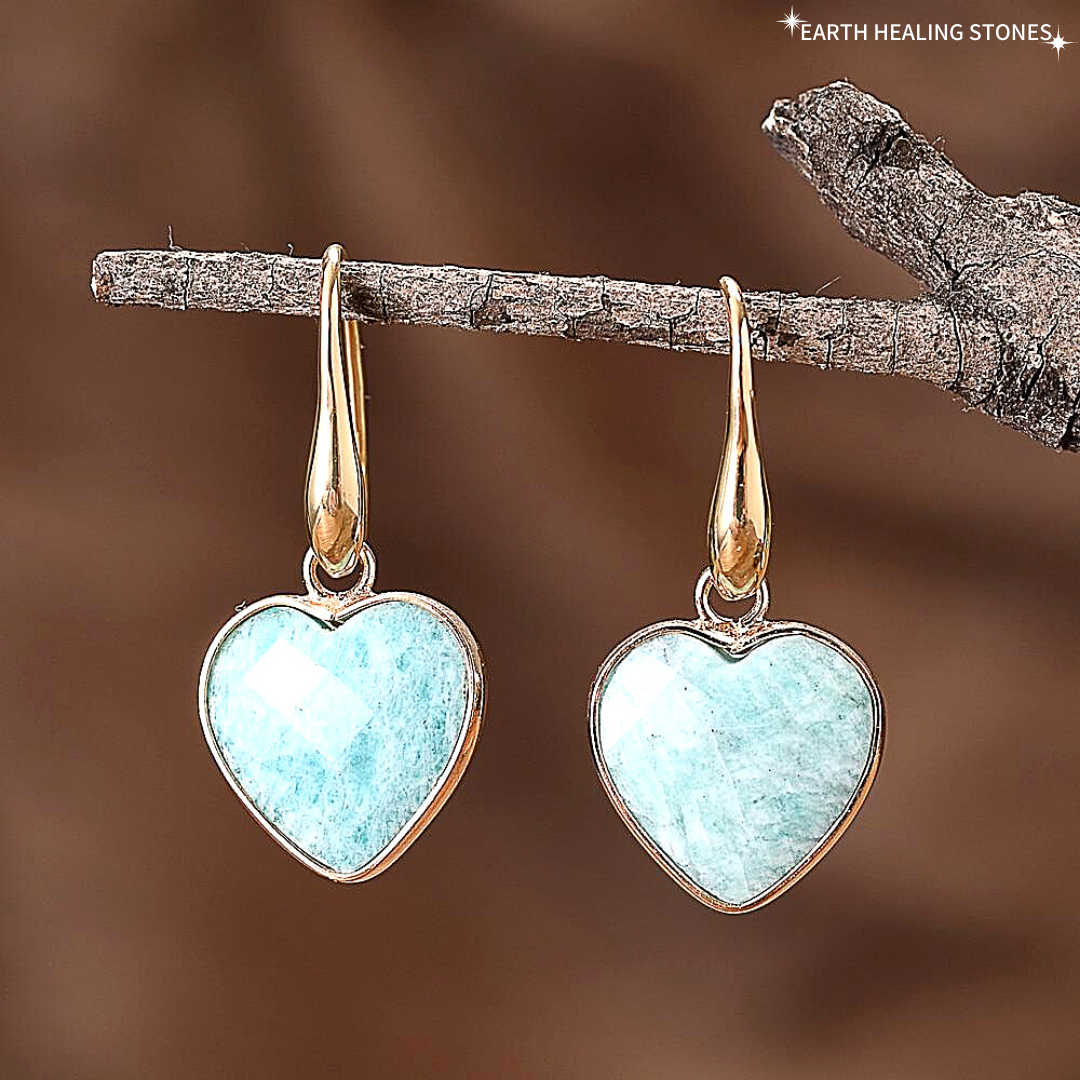 Sparkling Amazonite Heart Earrings