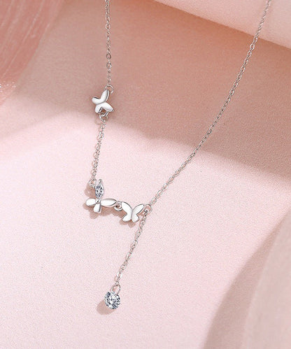 New Style Sparkling Diamond Butterfly Necklace Light Tassel