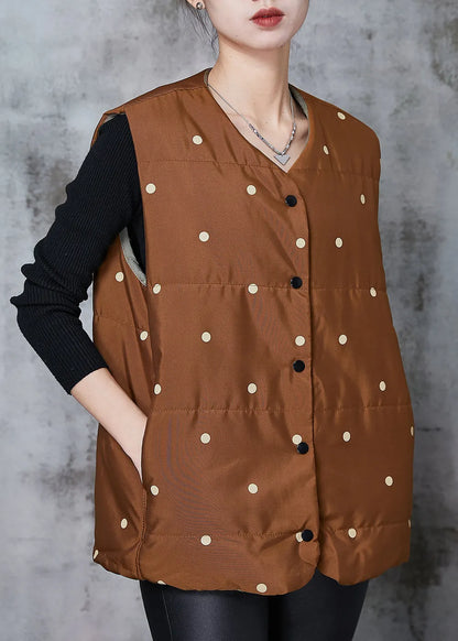 Coffee Dot Oversized Cotton Filled Vests Spring