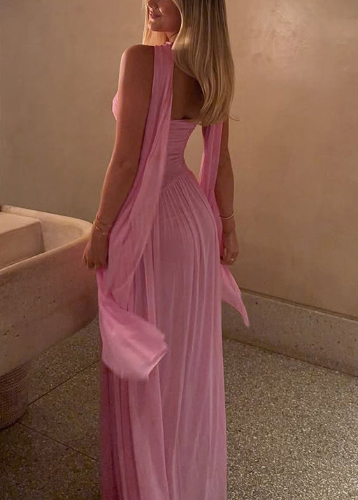 Pink Bustier Top Tulle Strapless Evening Dress Summer