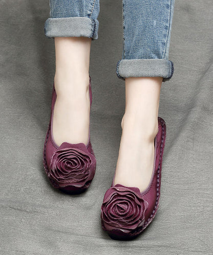 Handmade Splicing Flats Red Cowhide Leather Penny Loafers