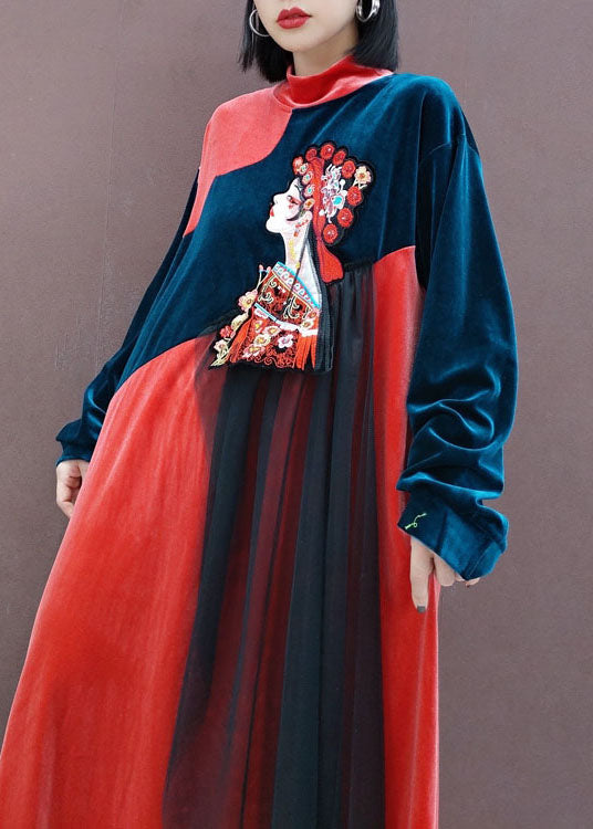 Red Tulle Patchwork Vacation Dresses Spring