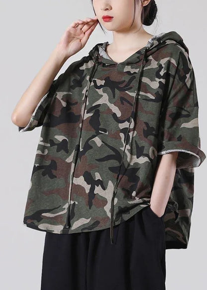 Green Camouflage Cotton Top Summer