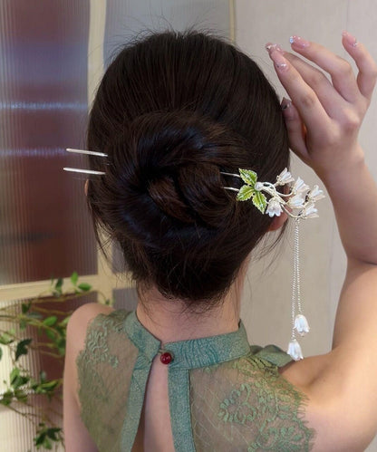 Silk Alloy Lily of the Valley Pearl Tassel Hairpin