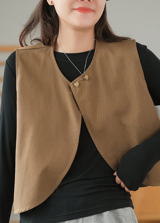 Simple Black O-neck Button Waistcoat Sleeveless