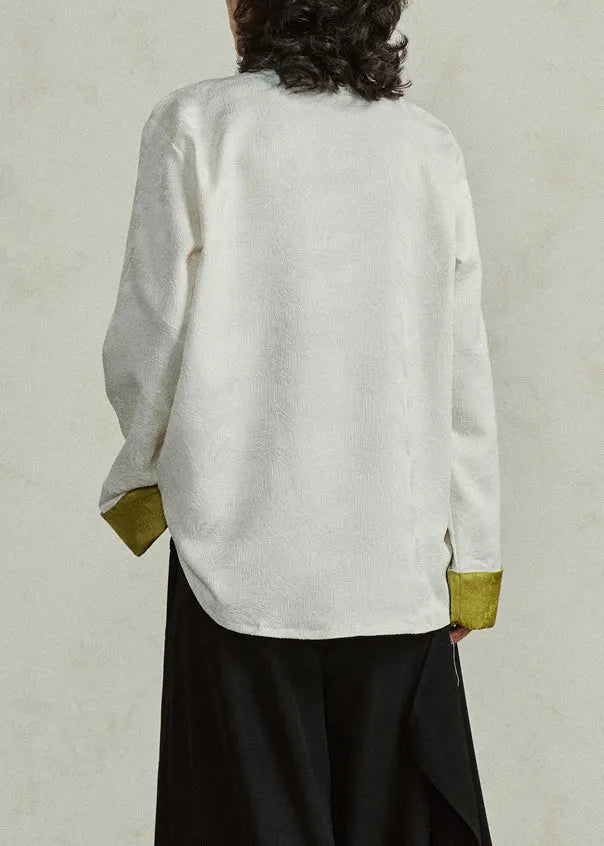 Original Design Beige Stand Collar Top Fall