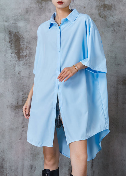 Blue Oversized Cotton Vacation Dresses Summer