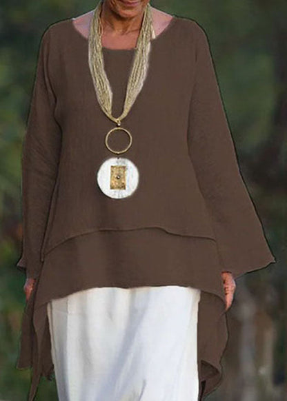 Long Sleeve Asymmetrical Blouse