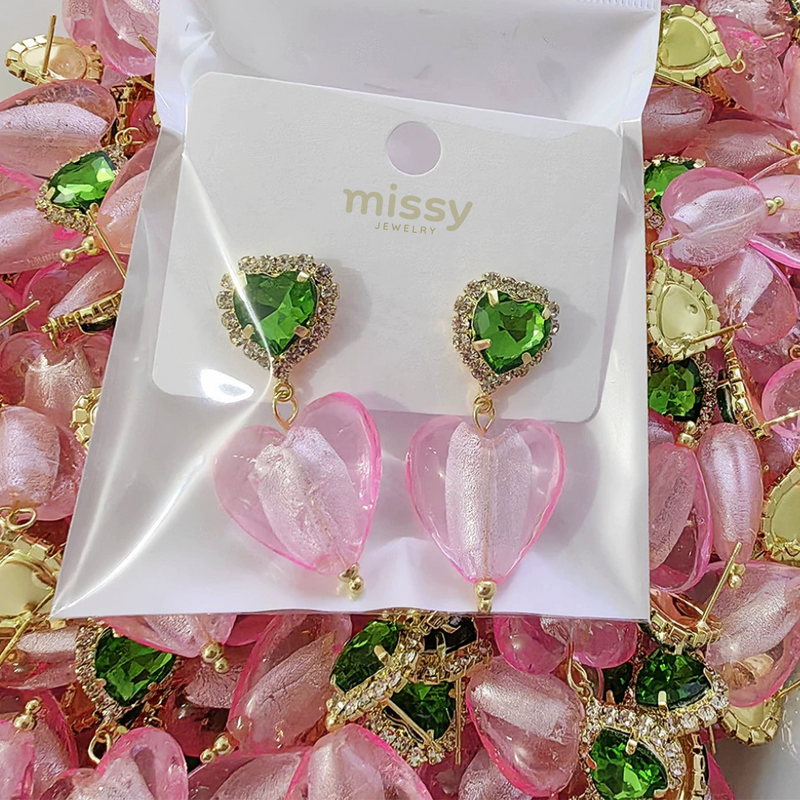 Linda Heart Drop Earrings With Green Zircon
