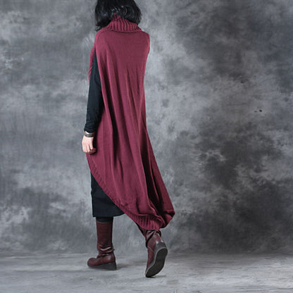 Mulberry Turtleneck Patchwork Asymmetrical Design Fall Two Pieces Set