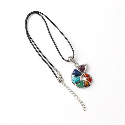 32mm Chakra Shell Shape Spiritual Pendant Necklace