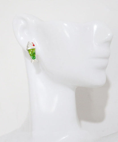Multicolour Asymmetrical Design Ice Cream and Sundae Metal Silver Stud Earrings