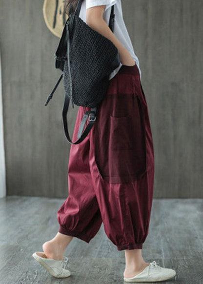 Classy Mulberry Pockets Patchwork Lantern Pants Fall