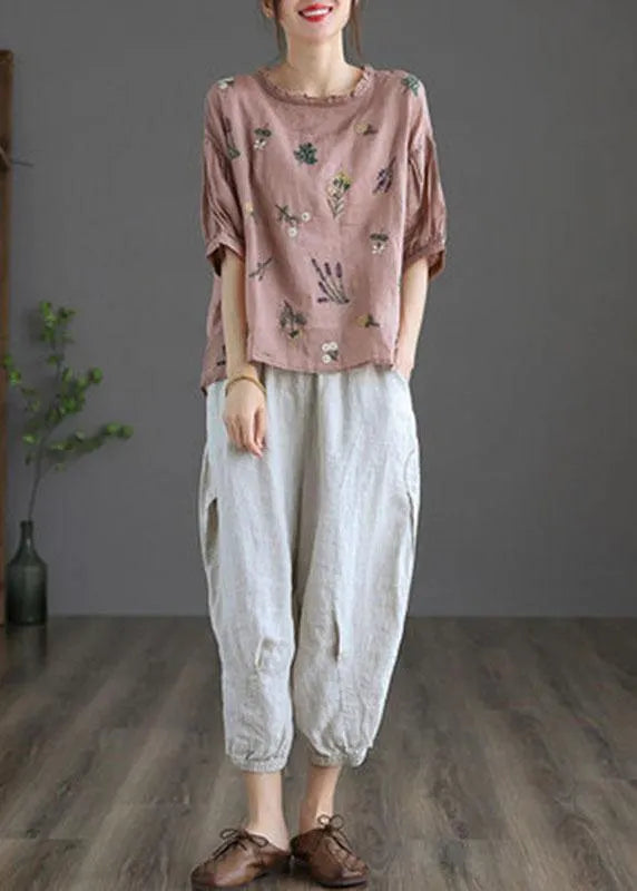Modern Print Regular Embroideried Summer Half Sleeve