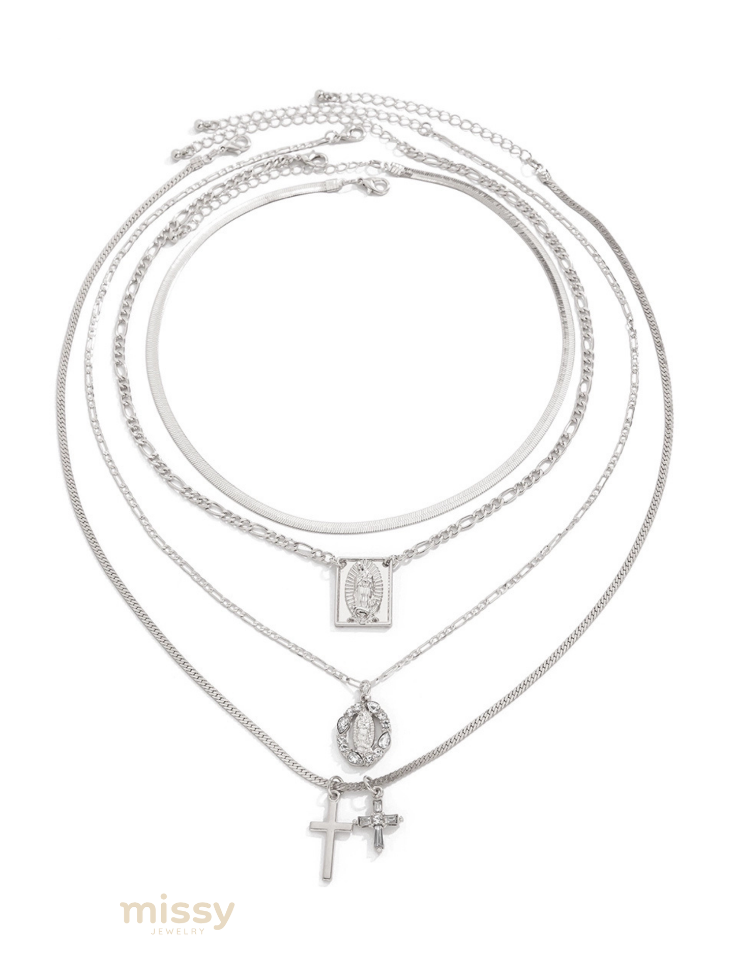Anara Layered Cross Necklace Set