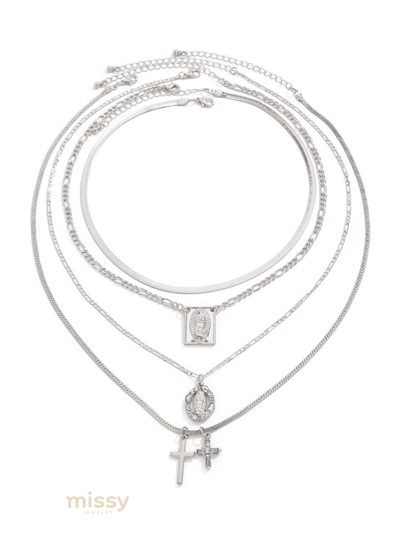 Anara Layered Cross Necklace Set