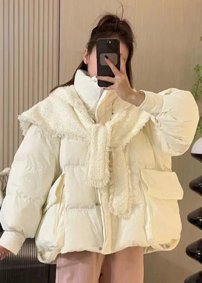 Fashionable Pink Knitted Shawl Two-piece Duck Down Jacket Winter