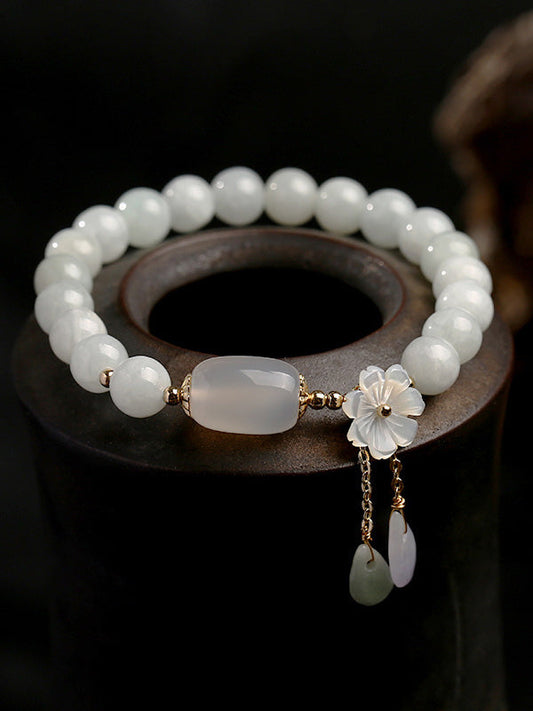 National Jade Beads&flower Handmade Bracelet