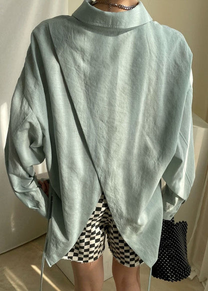 Pink Peter Pan Collar Tie Waist Shirt Spring
