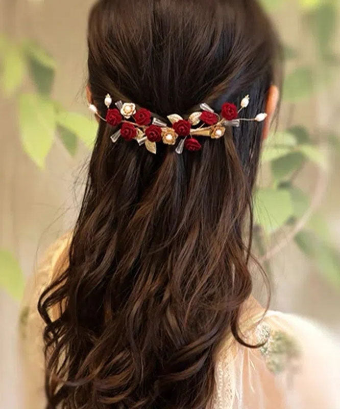 Mulberry Alloy Pearl Rose Hairpin