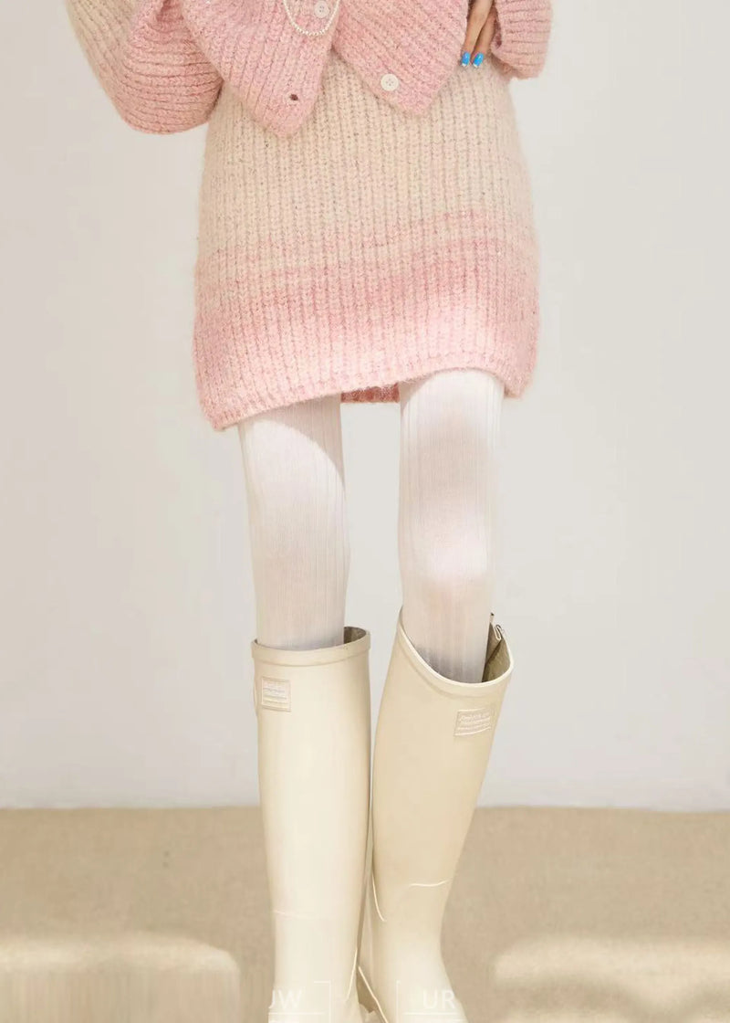 Pink Oversized Warm Knit Two Pieces Set Winter