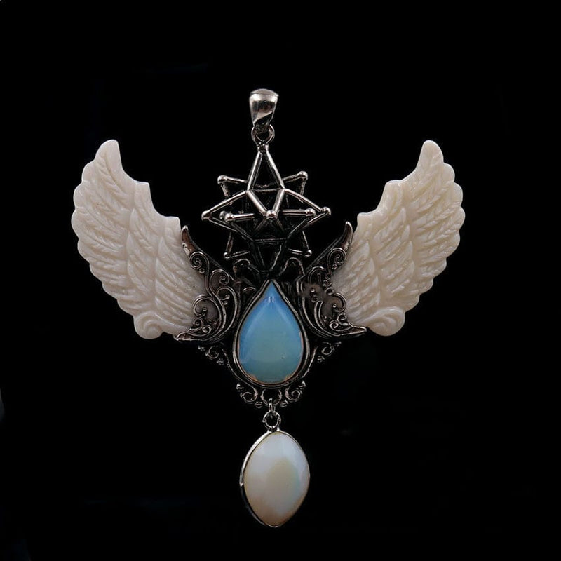 Enchanted Crystal Angel Wing Merkaba Pendant