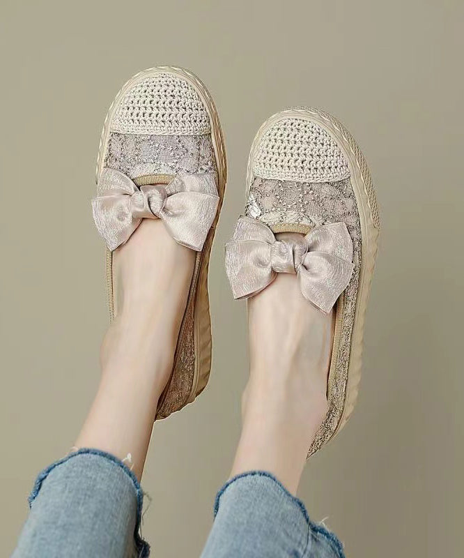 Black Bow Stylish Splicing Platform Flat Shoes for