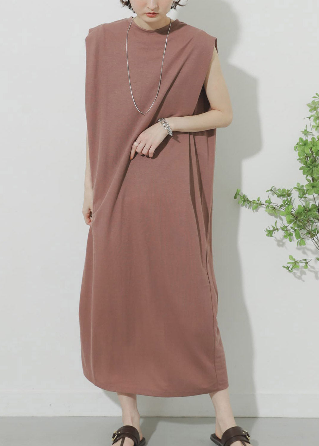 Pink O-neck Maxi Dress Summer