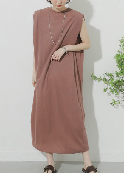 Pink O-neck Maxi Dress Summer