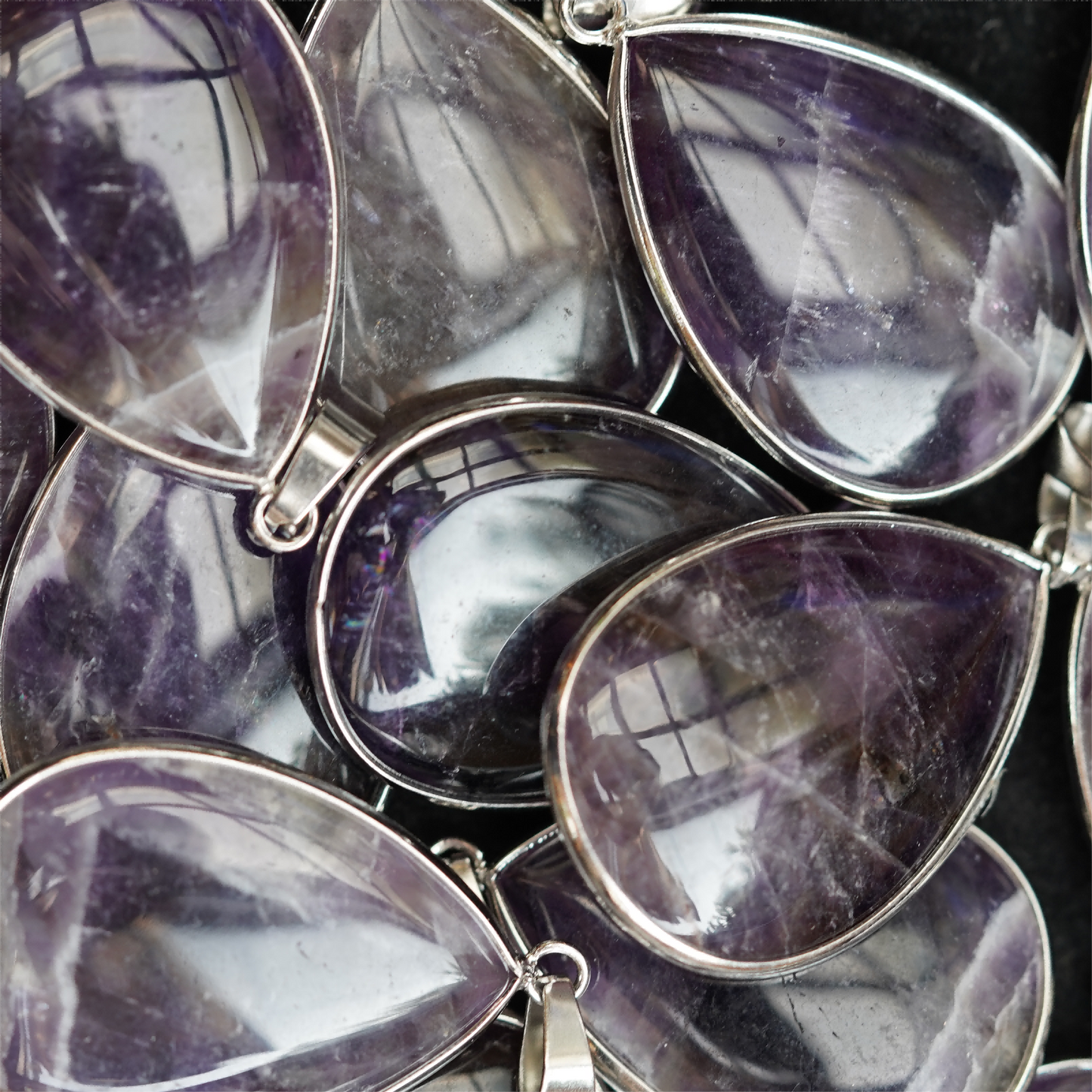 35mm Mixed Crystal Teardrop Pendant With Gold or Silver Trim