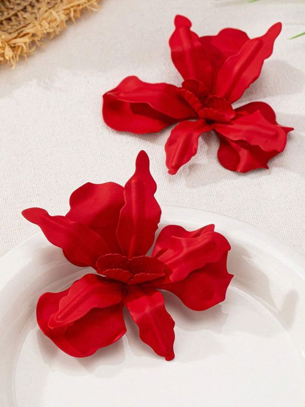 Flower Shape Color Earrings Accessories