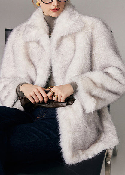 White Oversized Warm Faux Fur Jackets Winter