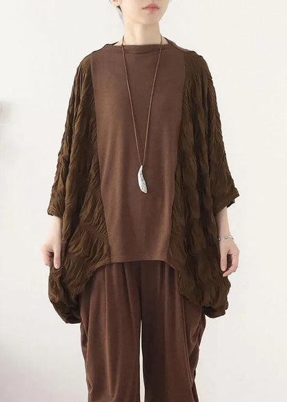 Style Chocolate Patchwork Wrinkled Top Fall