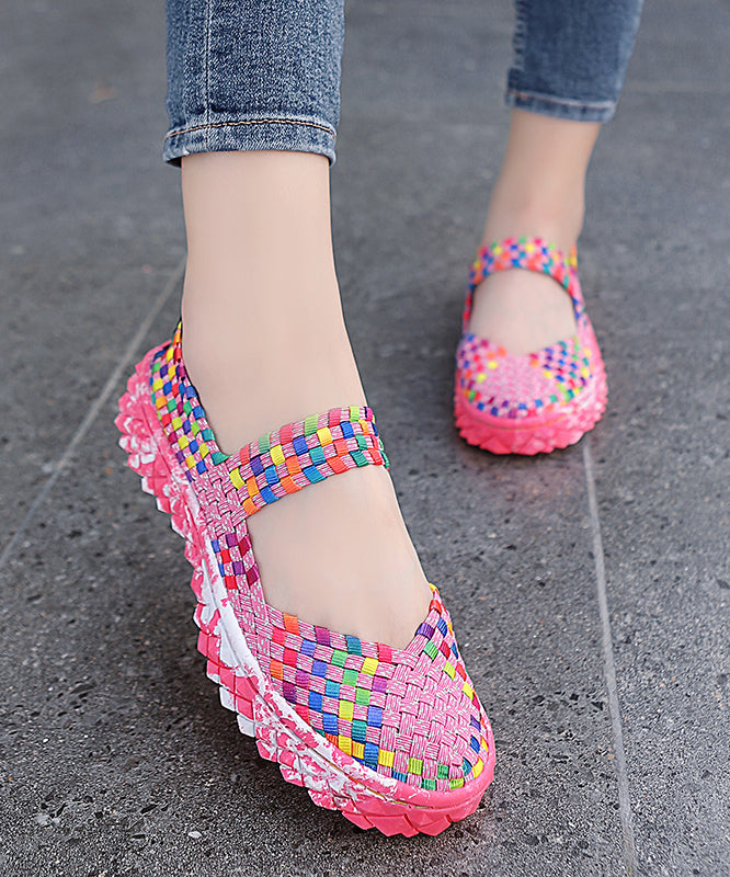 Splicing Flat Shoes for Rose Knit Fabric